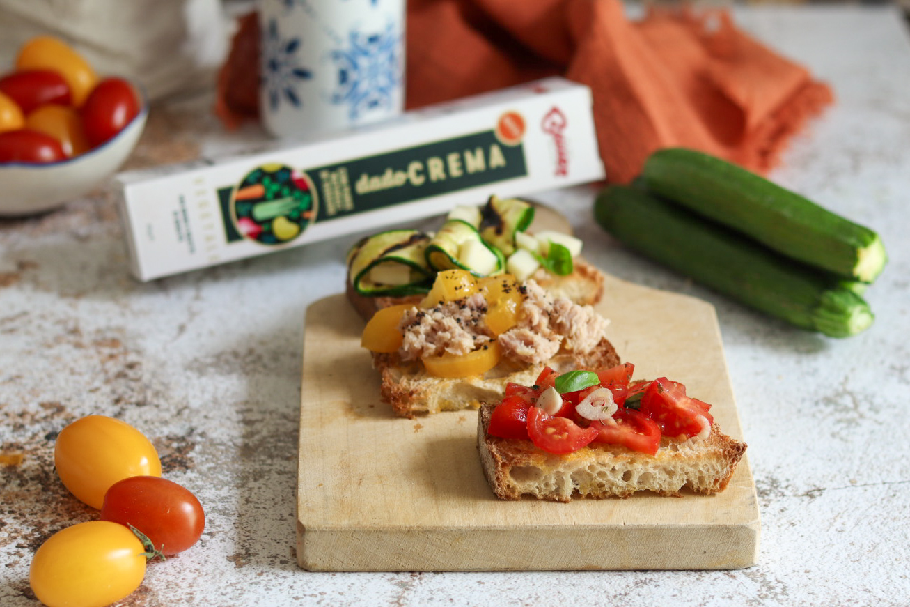 Tris di Bruschette a più gusti con dado-CREMA Bauer